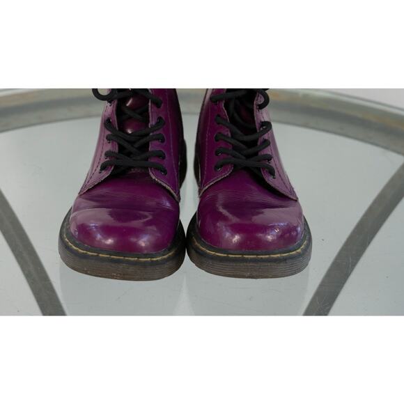 Doc Martens Delaney Purple Combat Boots Girl Sz 2 Air Wair Lace Up Zippered Side - Picture 9 of 11